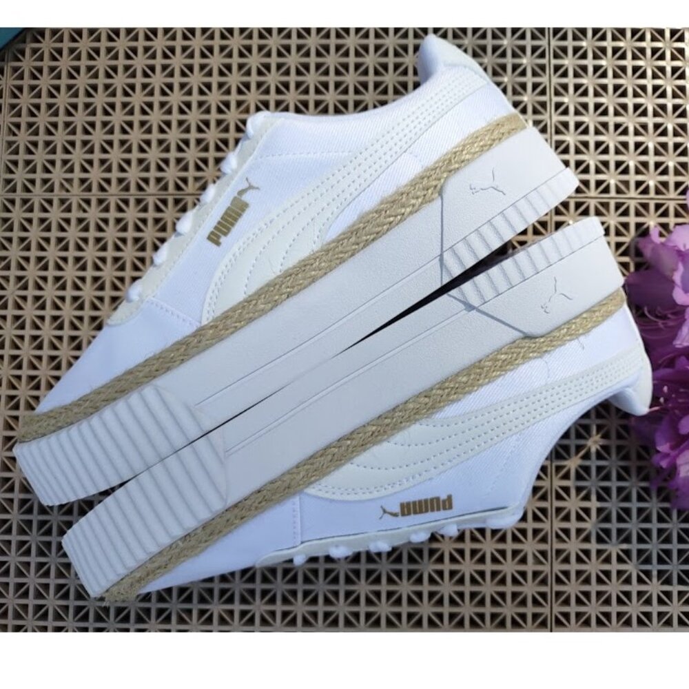 Puma Carina Espadrille Canvas Jute Platform Spring Summer Tennis Trainer 388389